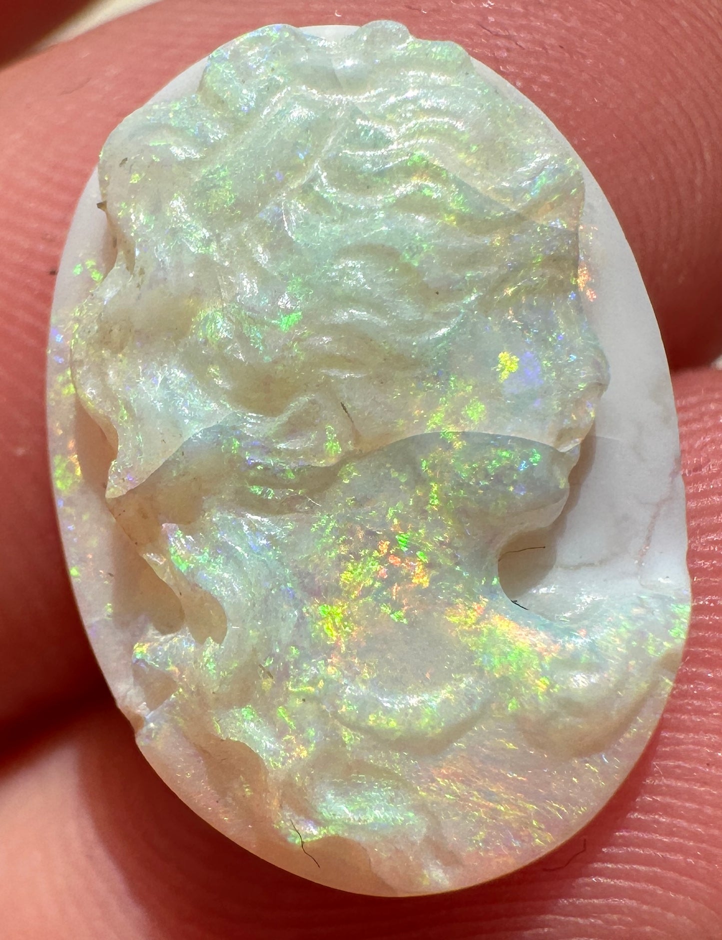 Australian Coober Pedy multicolored opal cameo pendant 5.25 cts