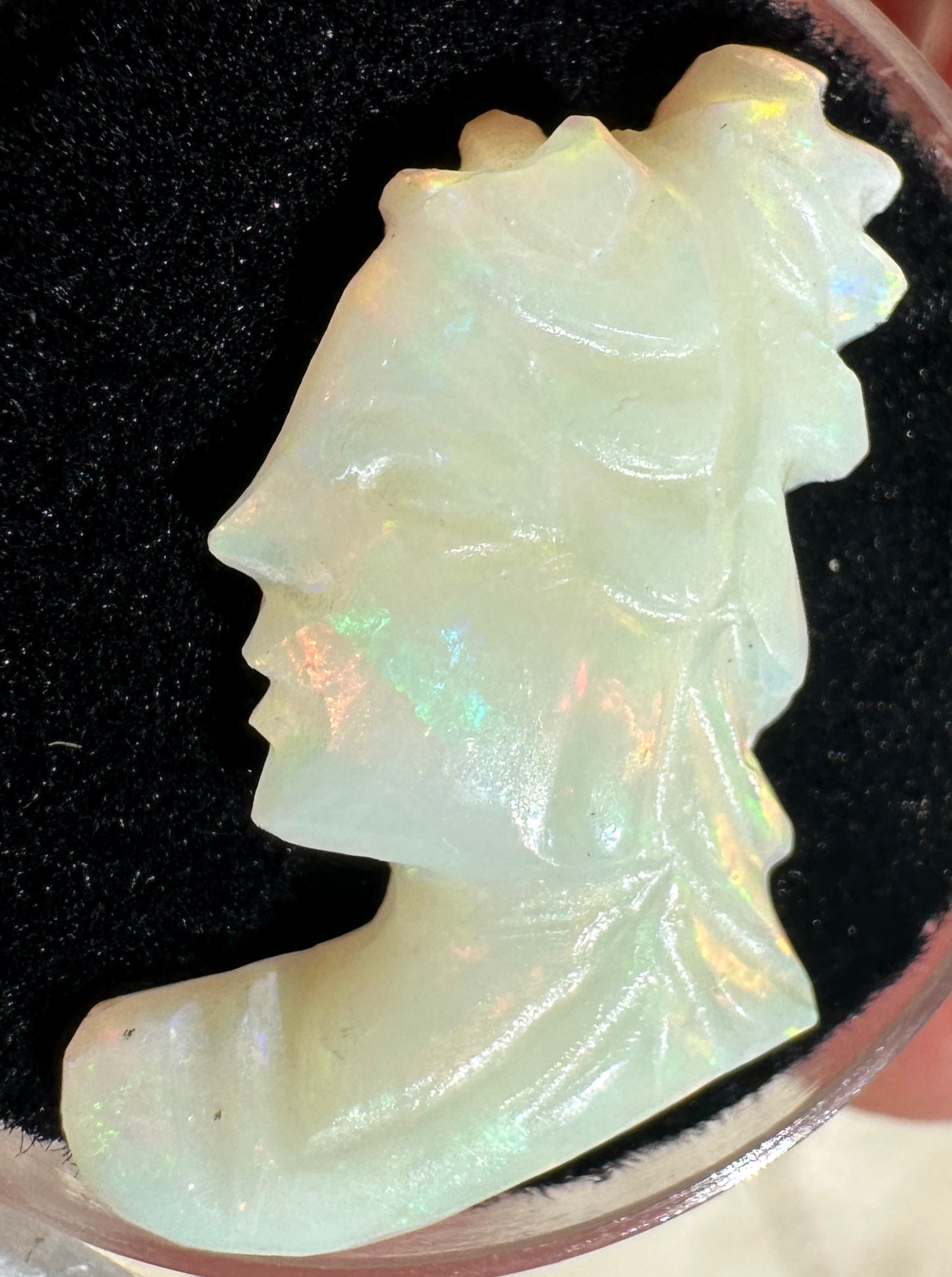 Australian Coober Pedy multicolored opal cameo pendant 6.90 cts 