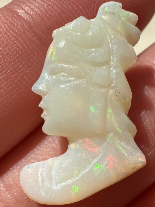 Australian Coober Pedy multicolored opal cameo pendant 6.90 cts 