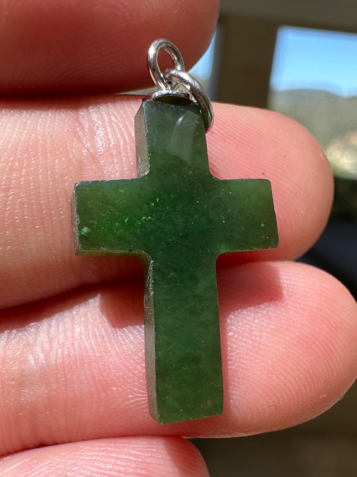 Opal Essence jade pendant or charm cross 6.5 cts
