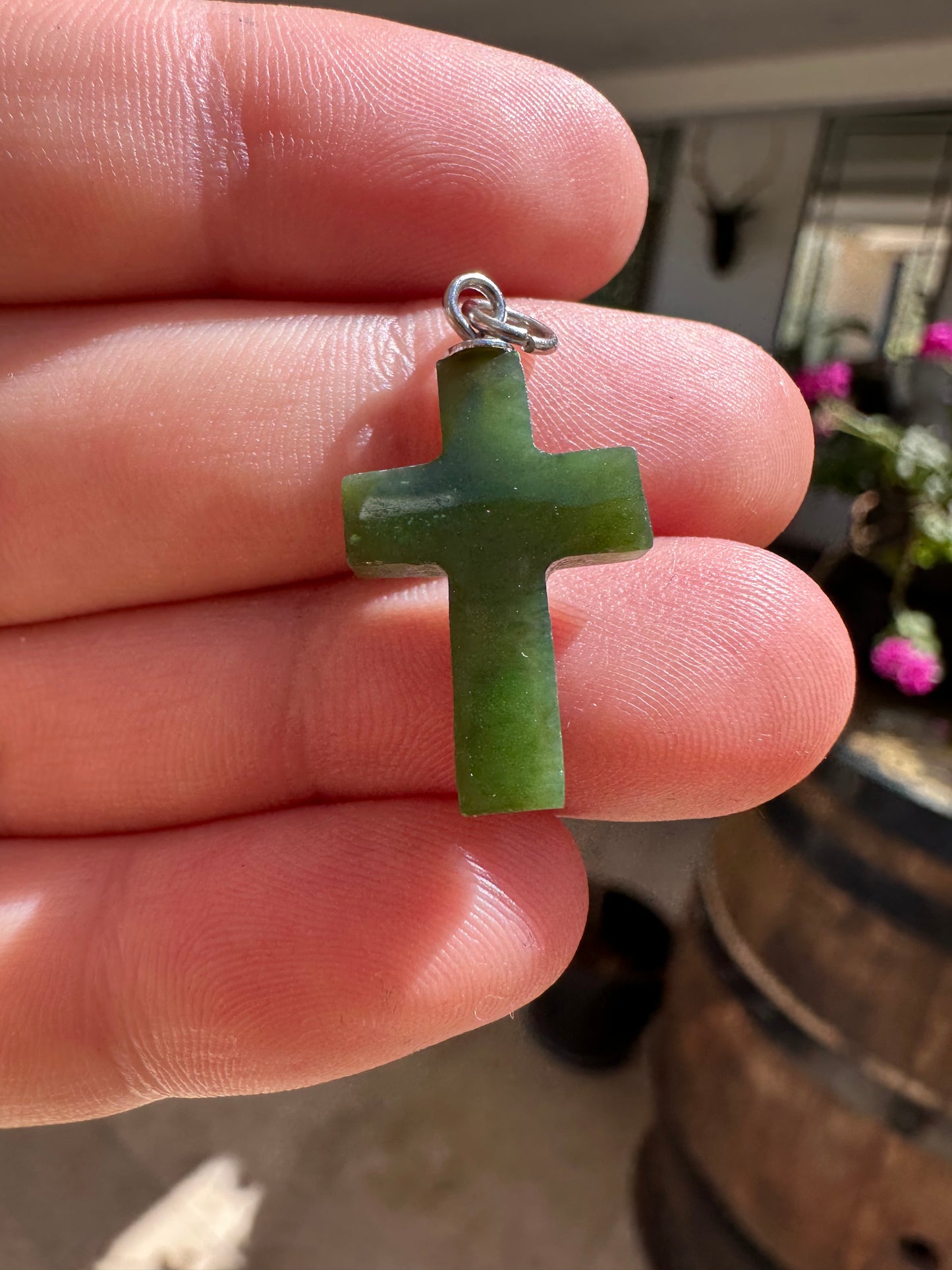 Opal Essence jade pendant or charm cross 6.5 cts