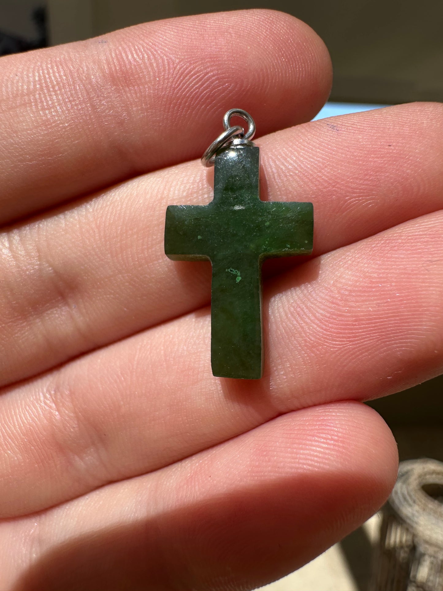 Opal Essence jade pendant or charm cross 6.5 cts