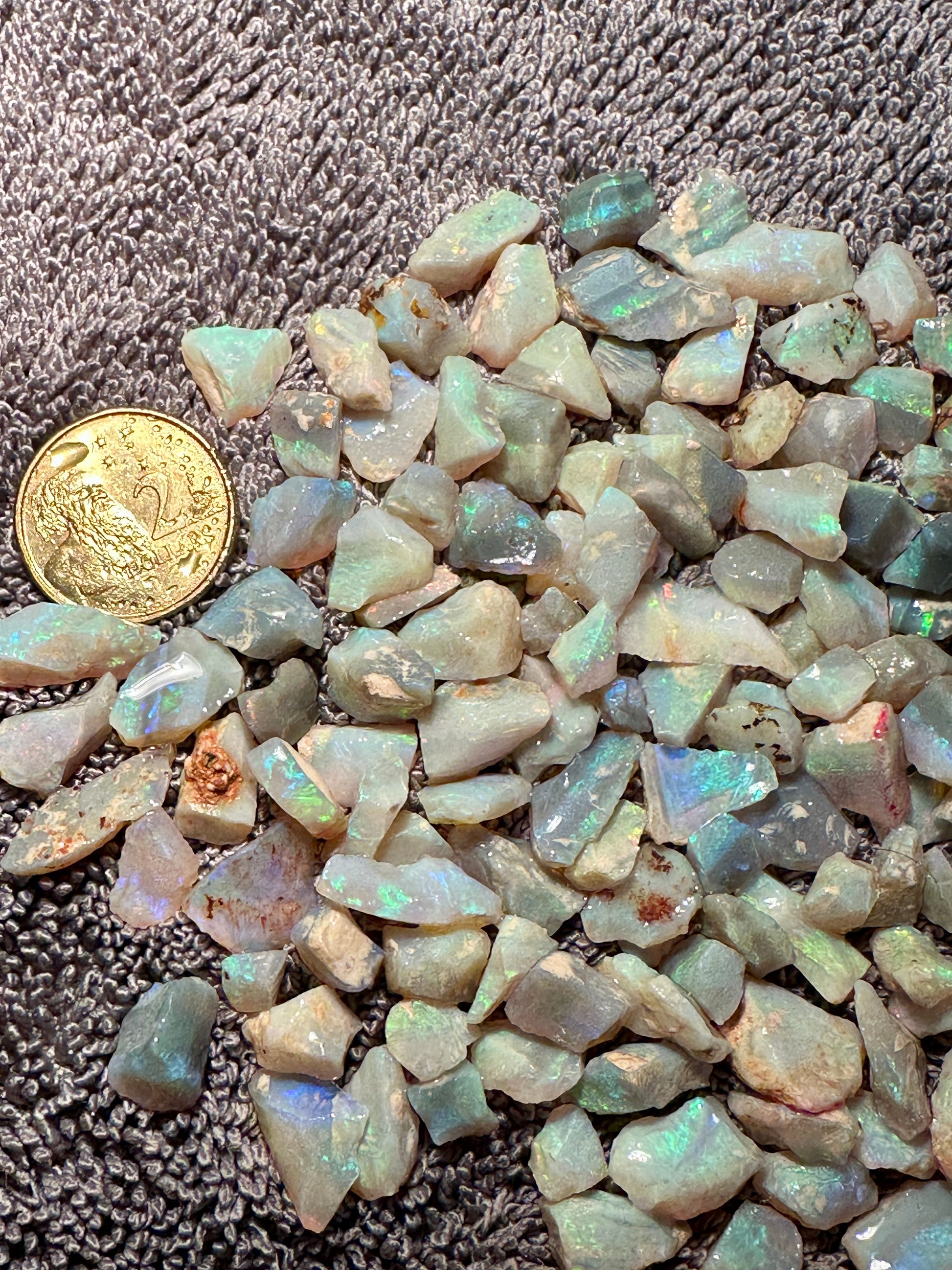 Opal Essence Australian Lambina Multicolored Crystal Opal Small Stone parcel 55.98 grams 