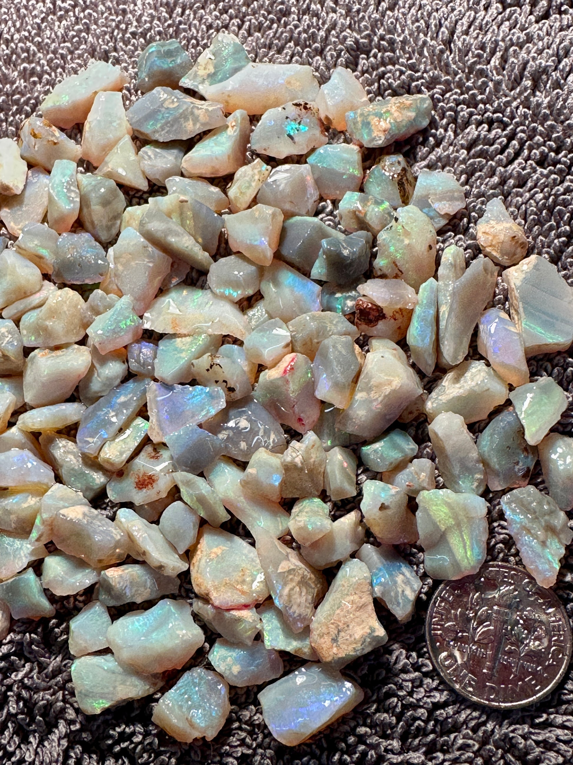 Opal Essence Australian Lambina Multicolored Crystal Opal Small Stone parcel 55.98 grams 