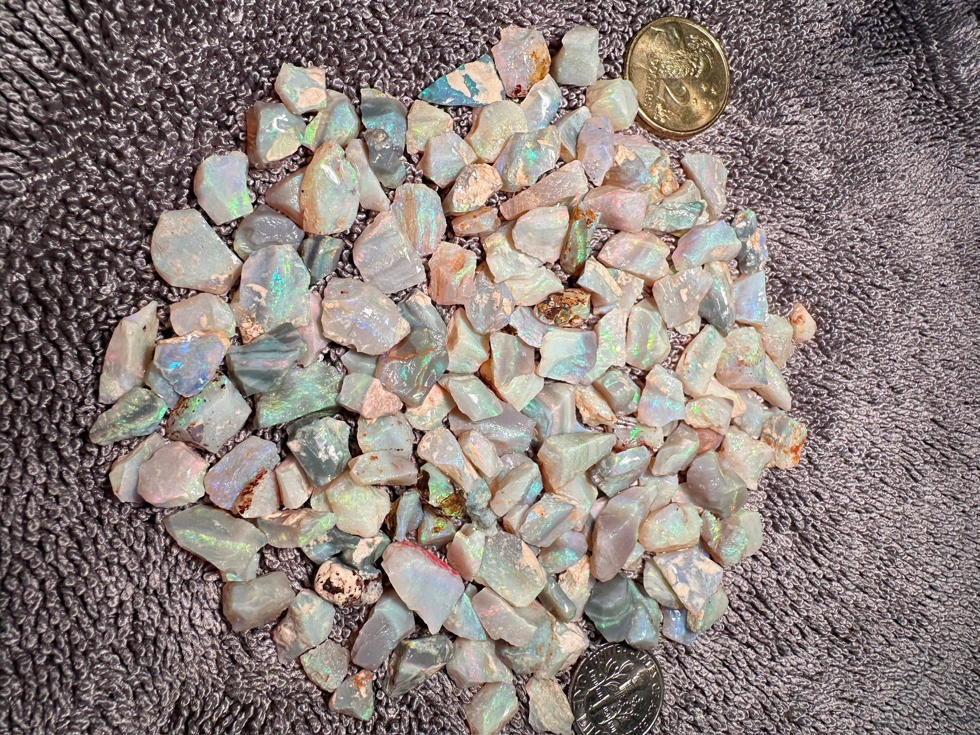 Opal Essence Australian Lambina Multicolored Crystal Opal Small Stone parcel 62.2 grams 