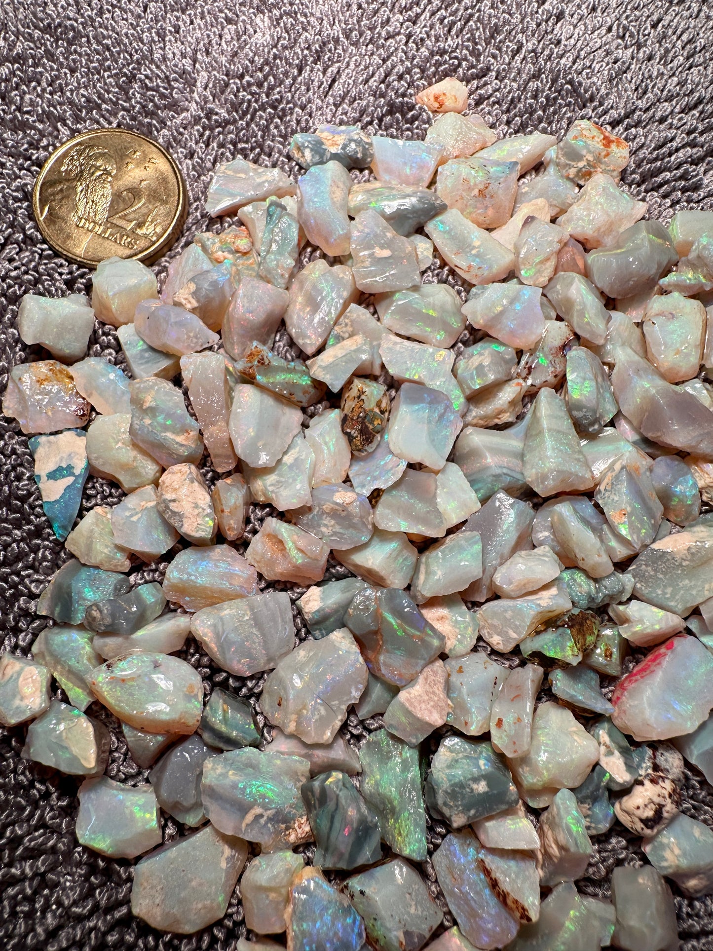 Opal Essence Australian Lambina Multicolored Crystal Opal Small Stone parcel 62.2 grams 