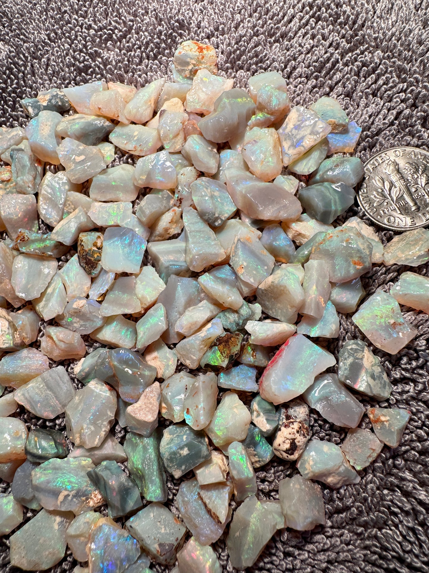 Opal Essence Australian Lambina Multicolored Crystal Opal Small Stone parcel 62.2 grams 