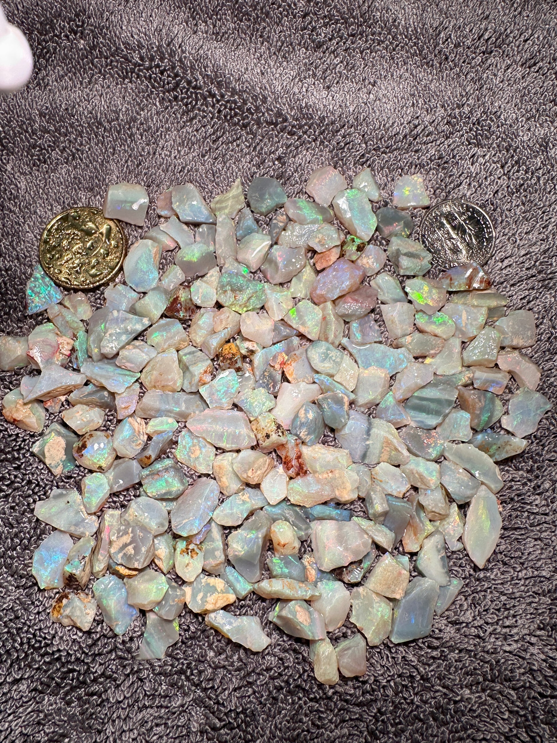 Opal Essence Australian Lambina Multicolored Crystal Opal Small Stone parcel 62.2 grams 