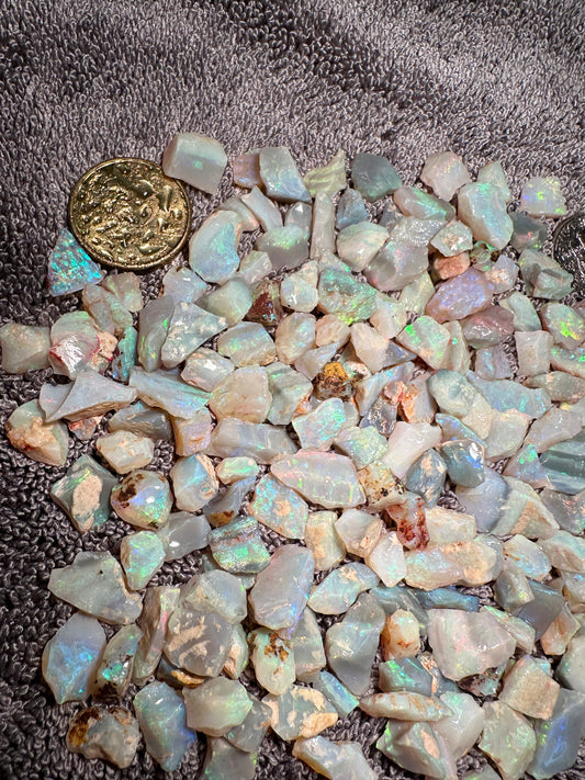 Opal Essence Australian Lambina Multicolored Crystal Opal Small Stone parcel 62.2 grams 