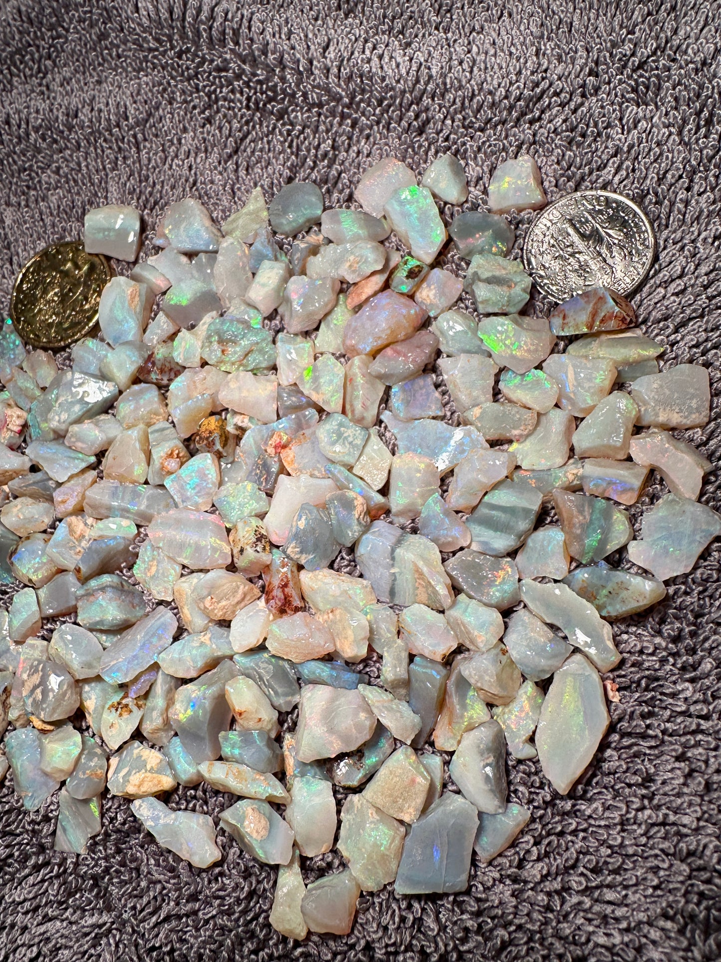 Opal Essence Australian Lambina Multicolored Crystal Opal Small Stone parcel 62.2 grams 