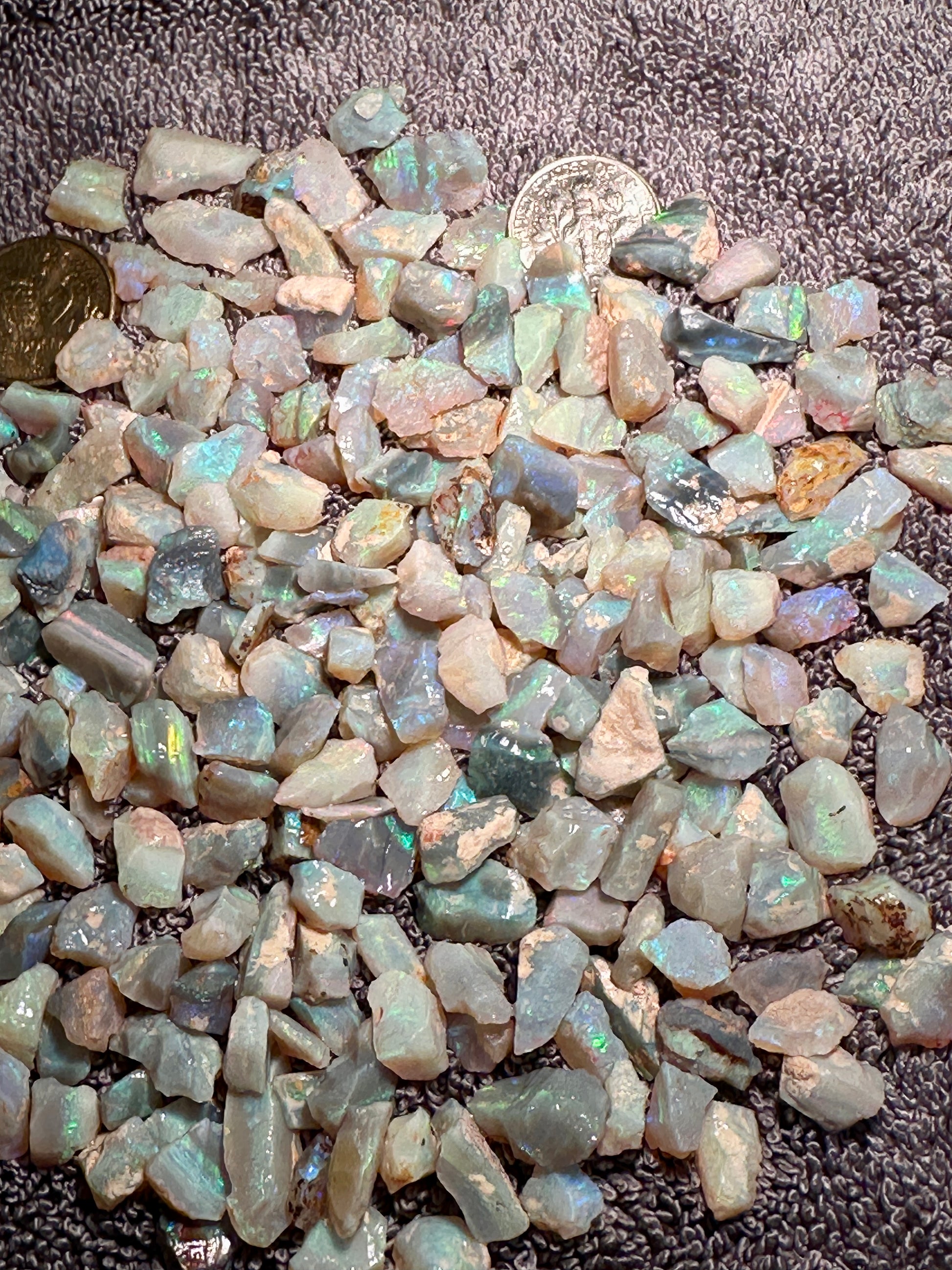 Opal Essence Australian Lambina Multicolored Crystal Opal Small Stone parcel 93.3 grams 