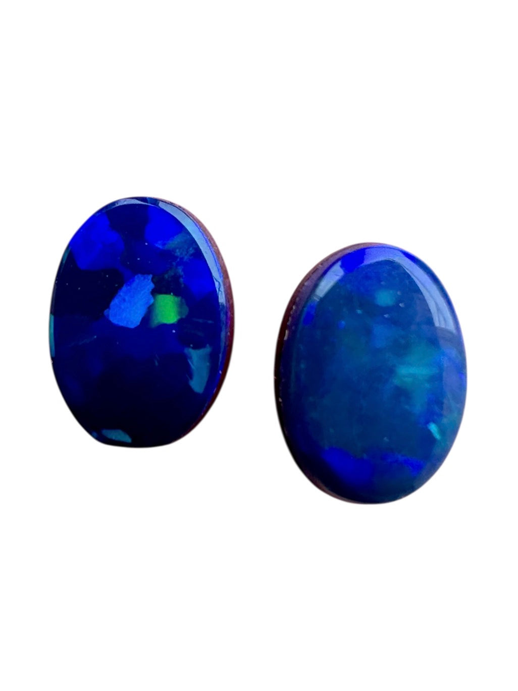 Australian lightning ridge doublet Opal pair multicolored unset pendant or earrings 1.125 cts