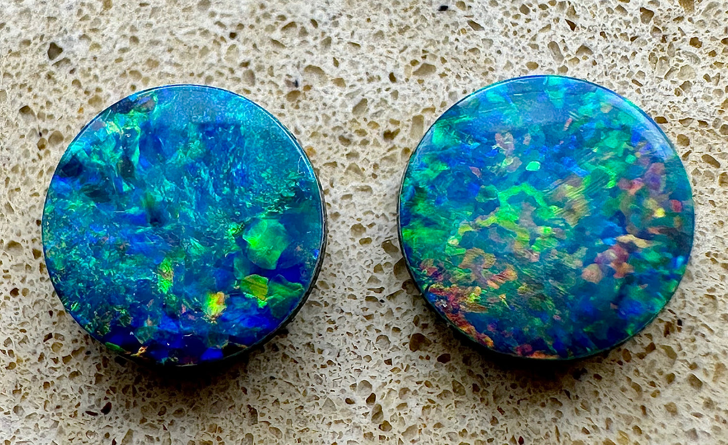 Australian lightning ridge doublet Opal multicolored unset pendant or earrings 2.01 cts