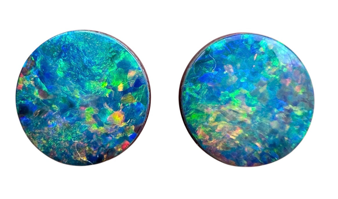 Australian lightning ridge doublet Opal multicolored unset pendant or earrings 2.01 cts