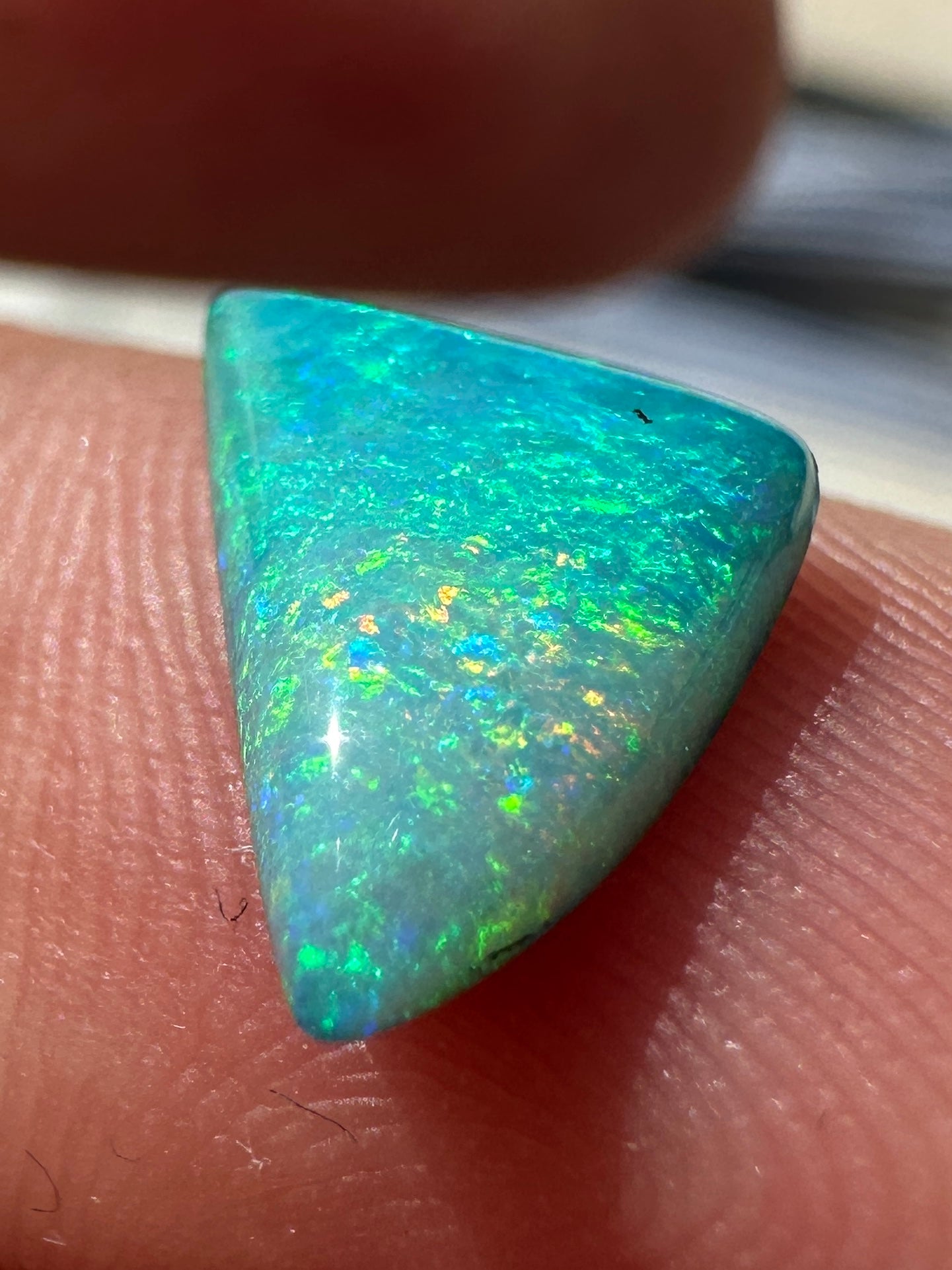 Australian lightning ridge doublet Opal multicolored unset pendant ring 0.91 cts 