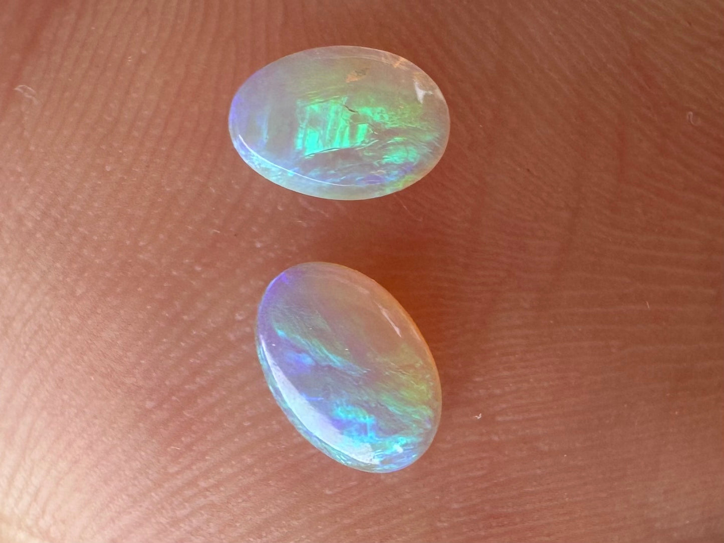 Australian lightning ridge unset multicoloured crystal Opals pair of pendant or earrings 