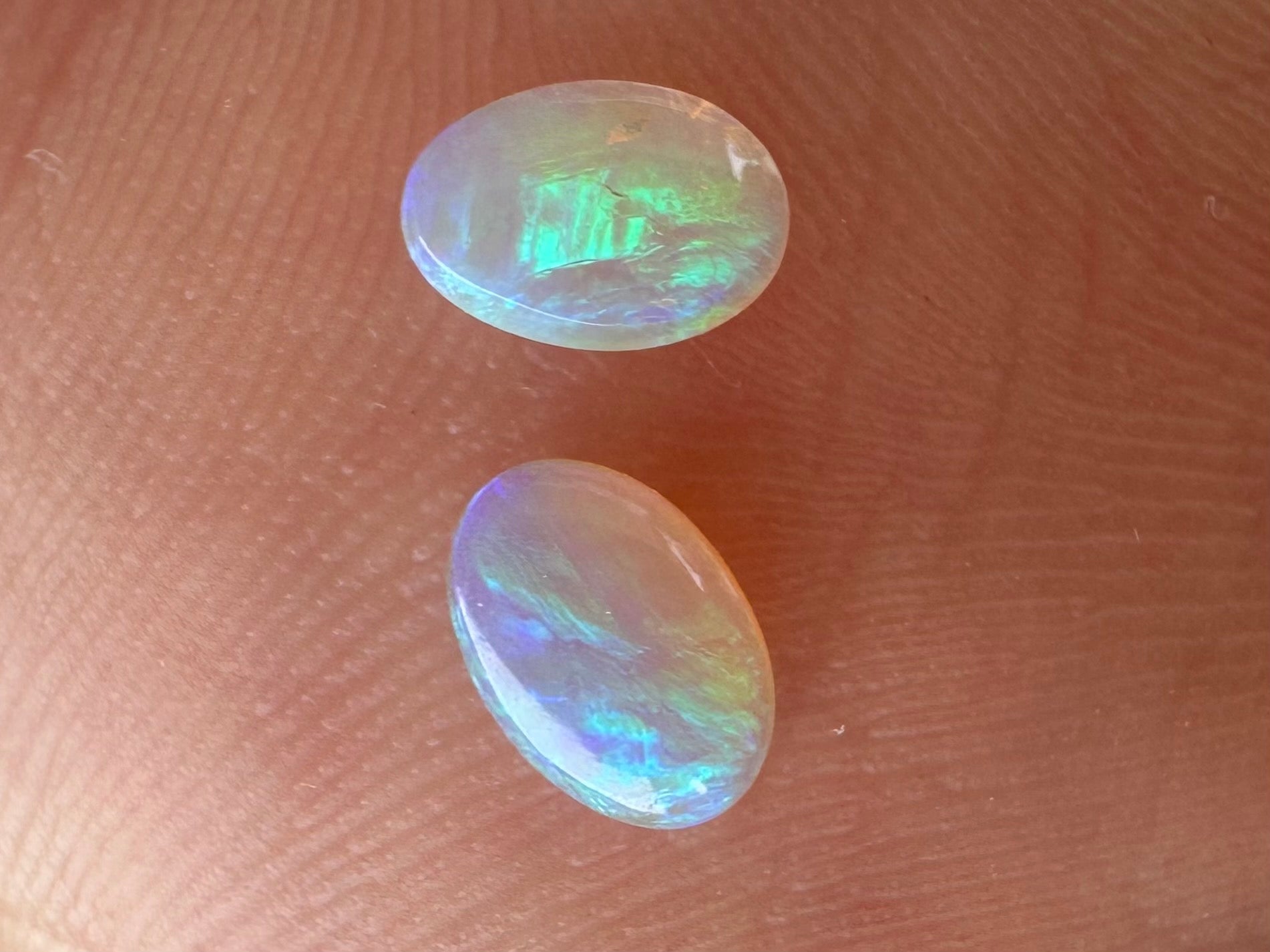 Australian lightning ridge unset multicoloured crystal Opals pair of pendant or earrings 