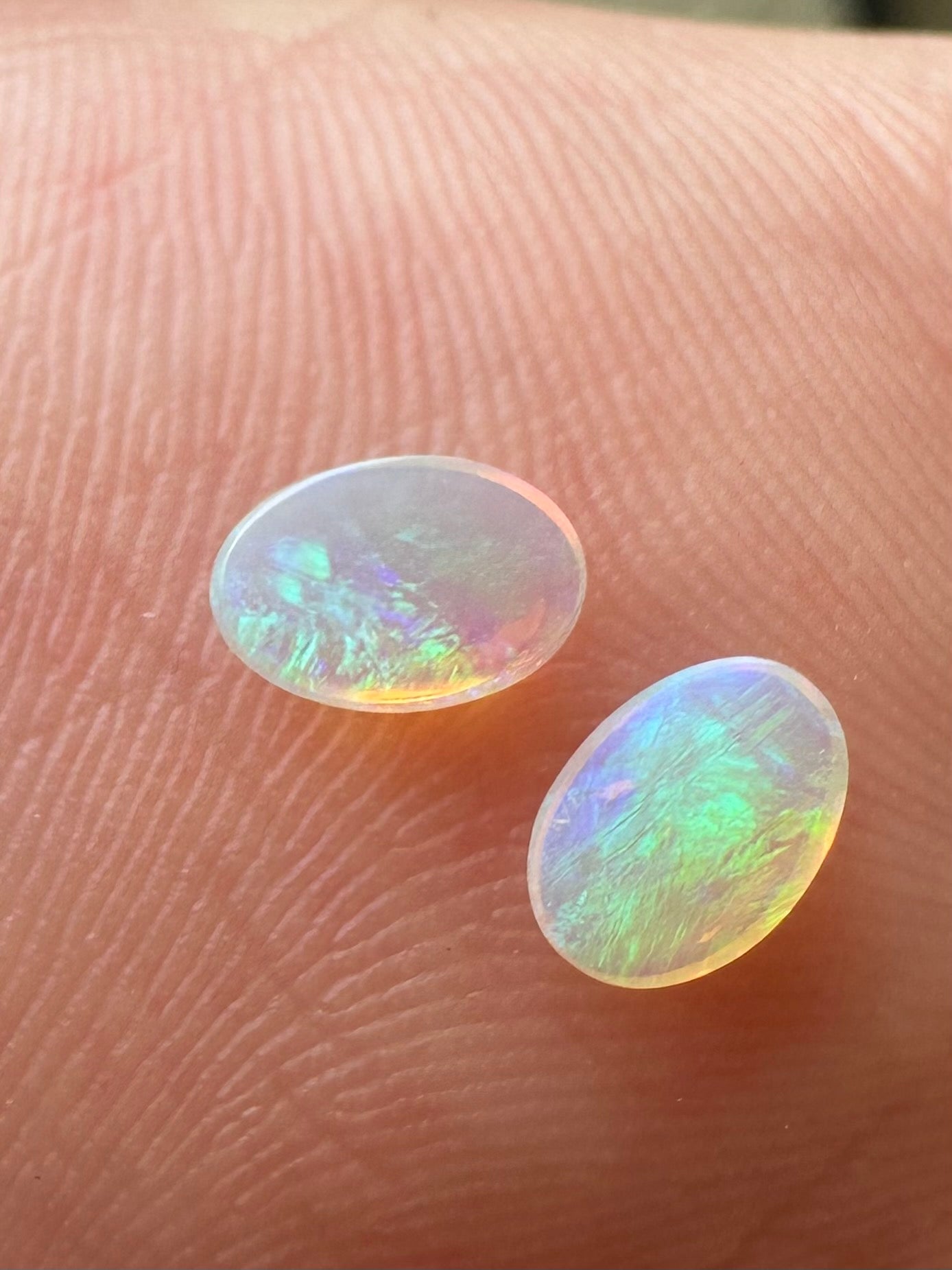 Australian lightning ridge unset multicoloured crystal Opal pair of pendant or earrings 