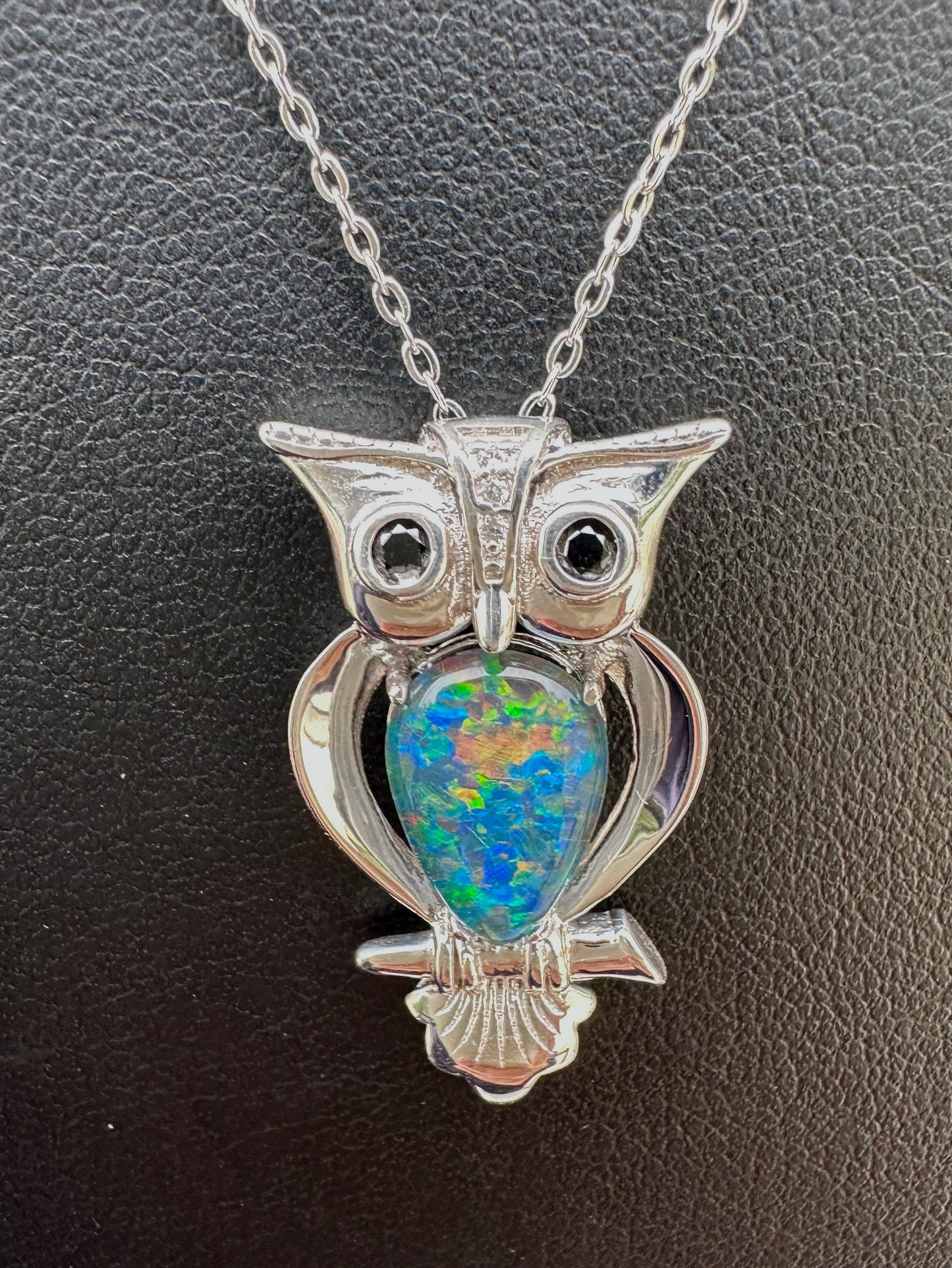 Coober Pedy Opal owl pendant - Australian Opal set in sterling silver 16.49cts
