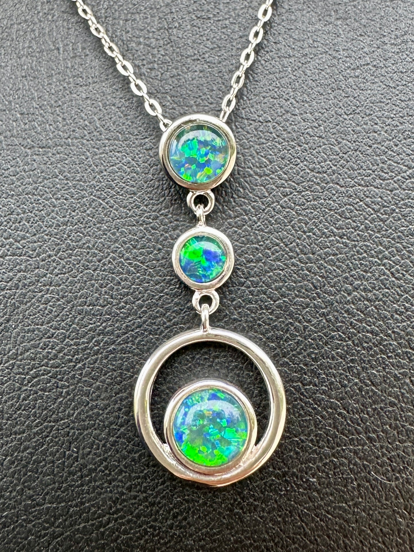 Coober Pedy 3-stone drop pendant - Australian natural Opal triplet set in sterling silver 9.92 cts 