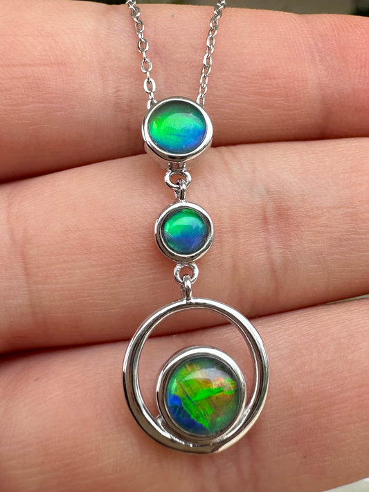 Coober Pedy 3-stone drop pendant - Australian natural Opal triplet set in sterling silver 9.94 cts