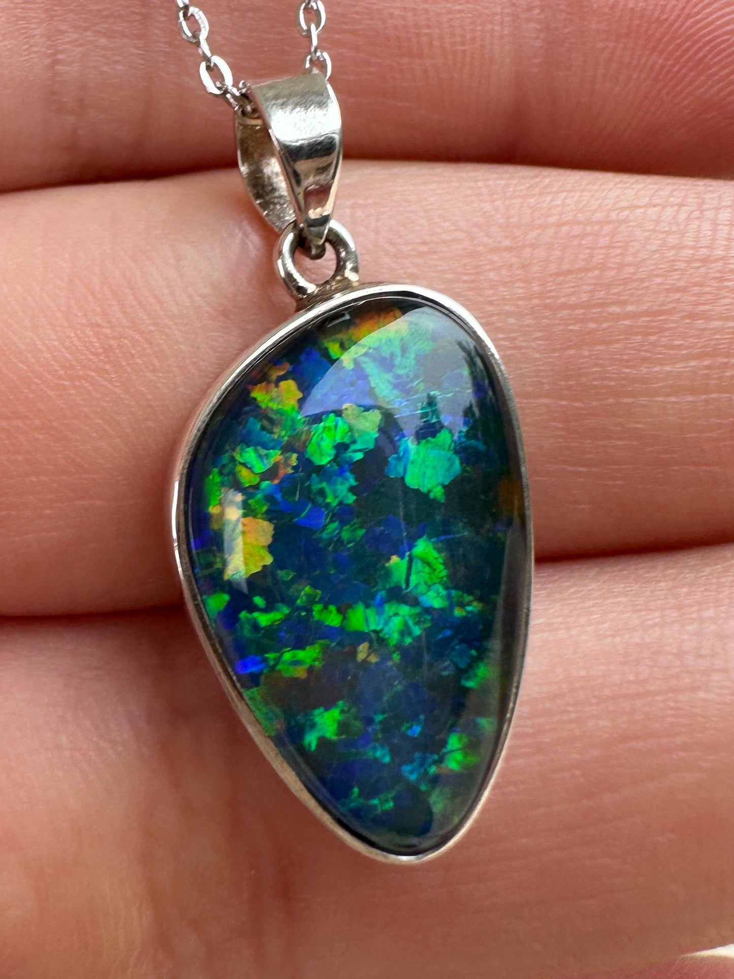 Coober Pedy triplet opal pendant - Australian natural Opal triplet set in sterling silver 13.20 cts 