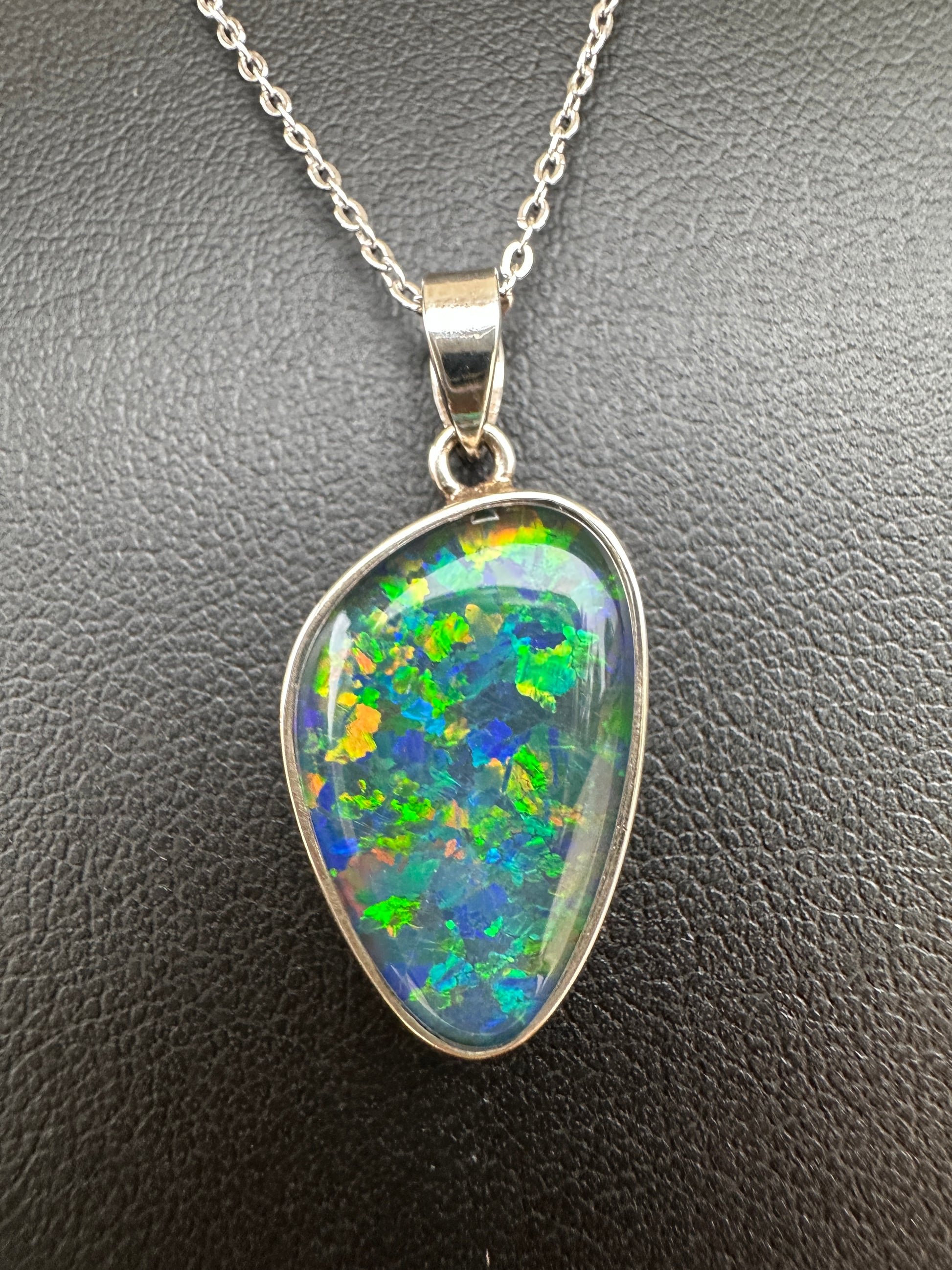 Coober Pedy triplet opal pendant - Australian natural Opal triplet set in sterling silver 13.20 cts 