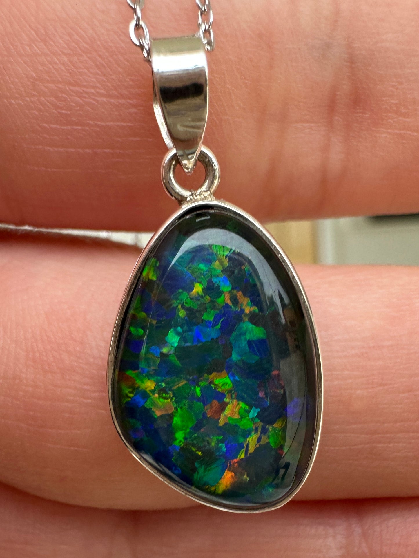 Coober Pedy triplet opal pendant - Australian natural Opal triplet set in sterling silver 11.50 cts