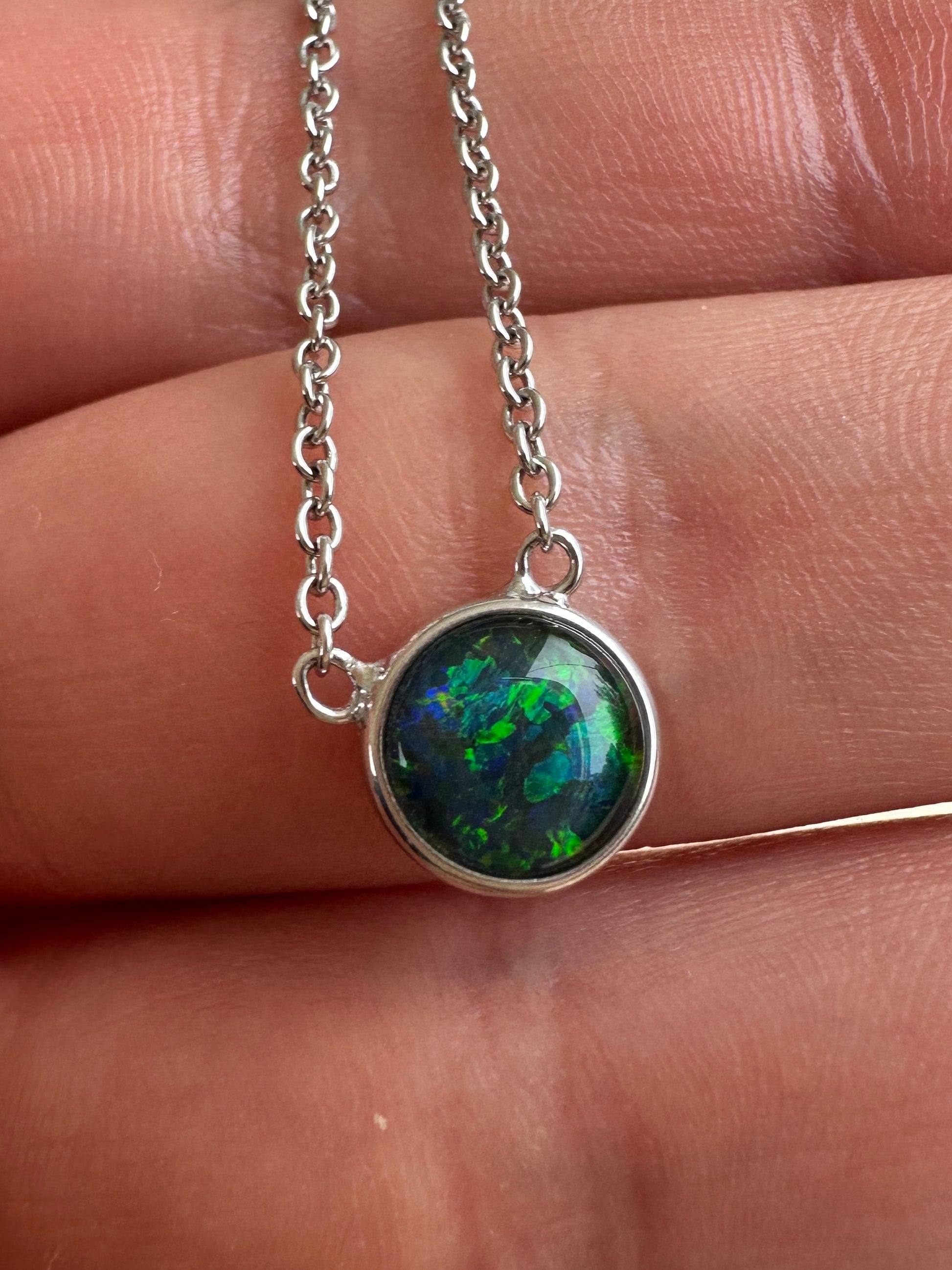 Coober Pedy triplet opal necklace - Australian natural Opal triplet set in sterling silver with chain 14.26 cts