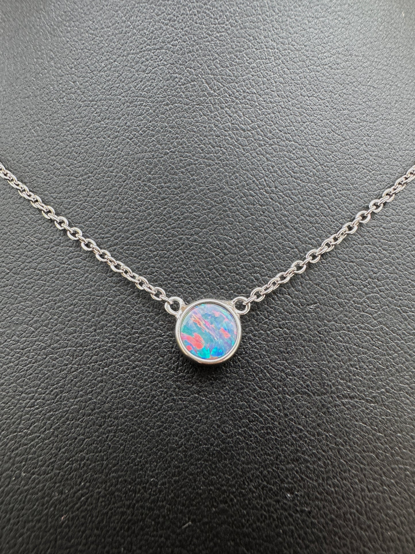 Coober Pedy opal doublet necklace - Australian natural Opal doublet set in sterling silver with chain 14.52 cts
