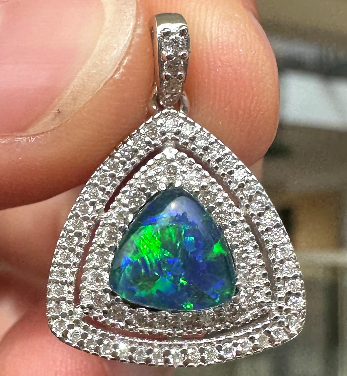 Beautiful Australian Triplet Opal and Sterling Silver Pendant 11.875 cts