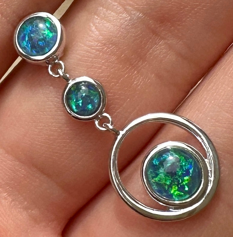 Australian muliticolored opal triplet drop pendant set in sterling silver 9.935 cts