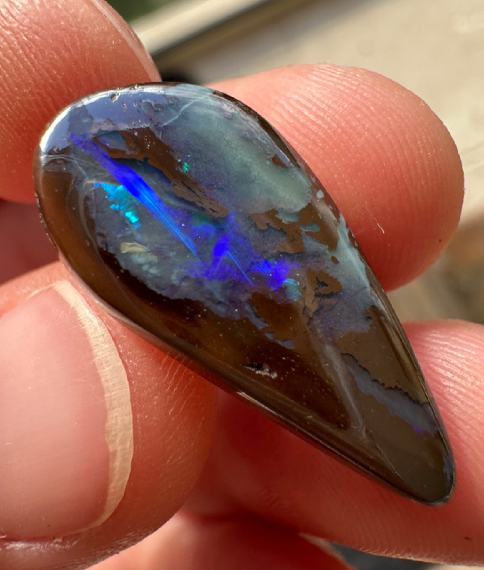 Australian Queensland Boulder blue & green unset pendant opal 10.72 ct
