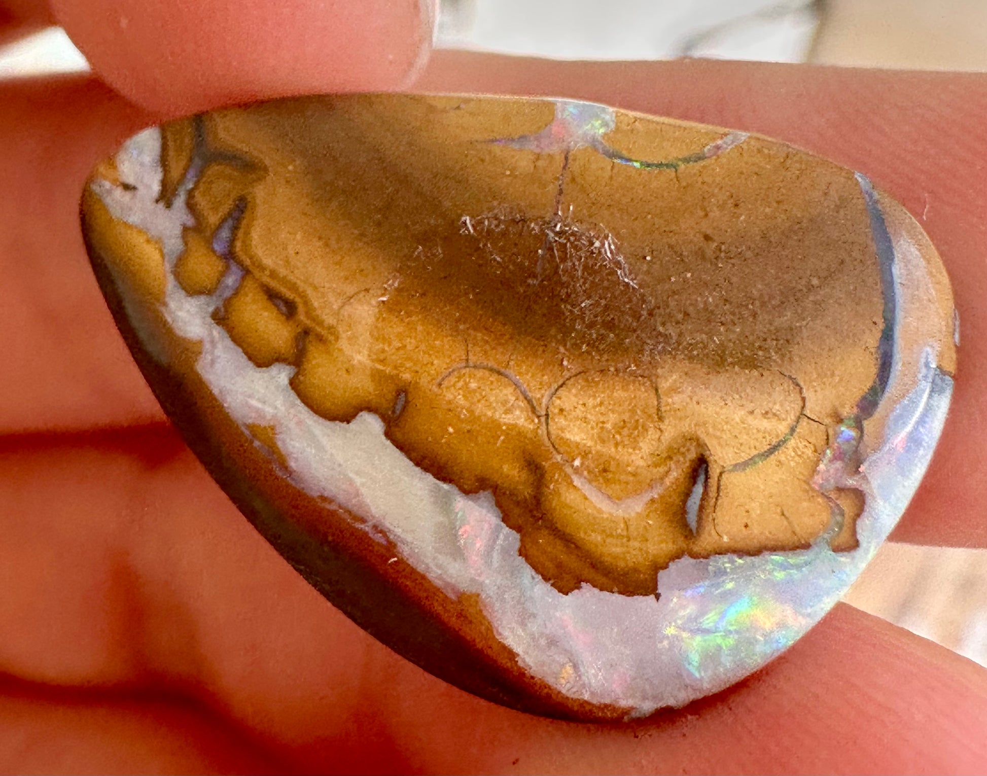 Opal Australian Queensland boulder unset pendant or ring multicolored opal 13cts