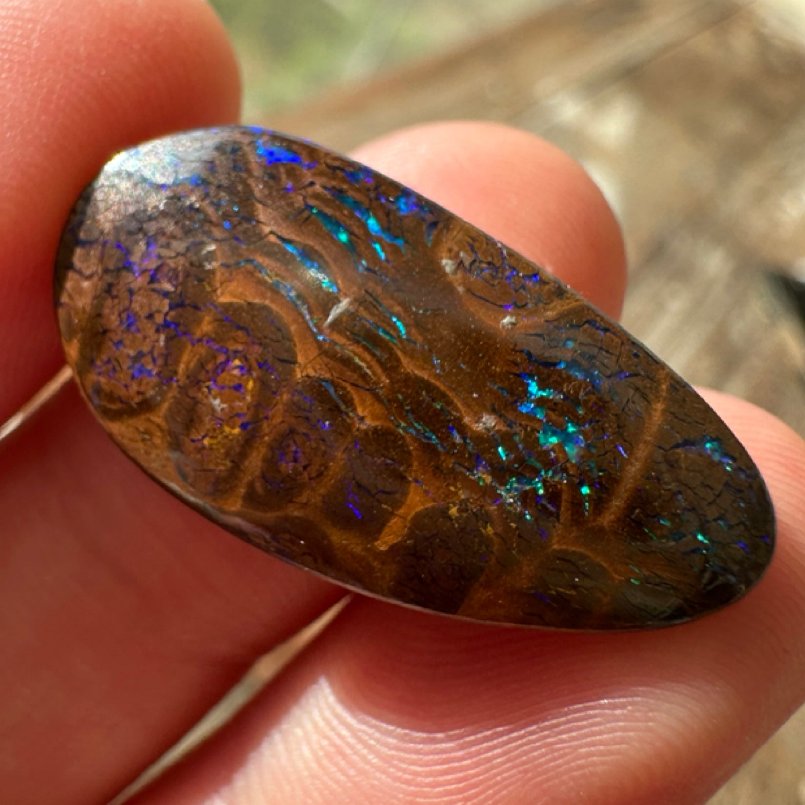 Australian Queensland Boulder green, blue & purple unset pendant opal 15.02 ct