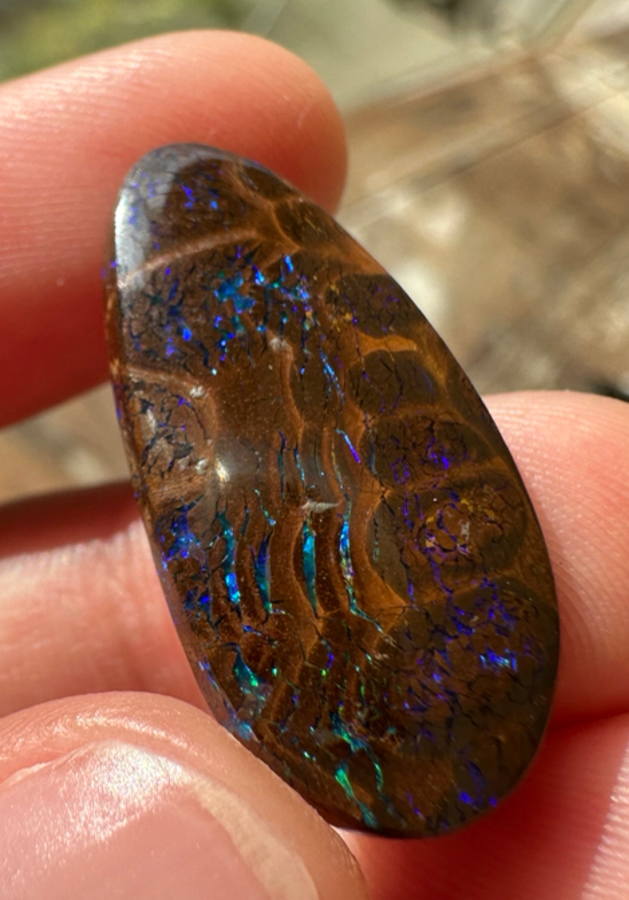 Australian Queensland Boulder green, blue & purple unset pendant opal 15.02 ct