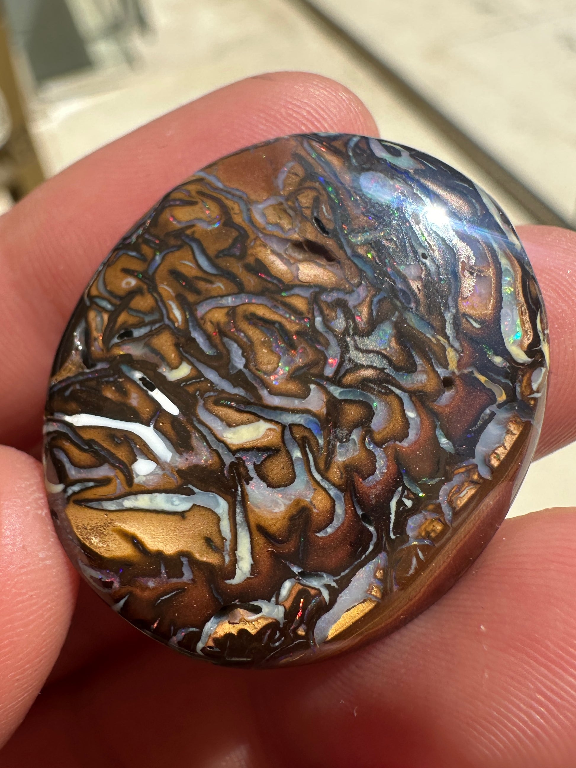 Australian Queensland Boulder multicolored unset pendant Opal 32.44 cts