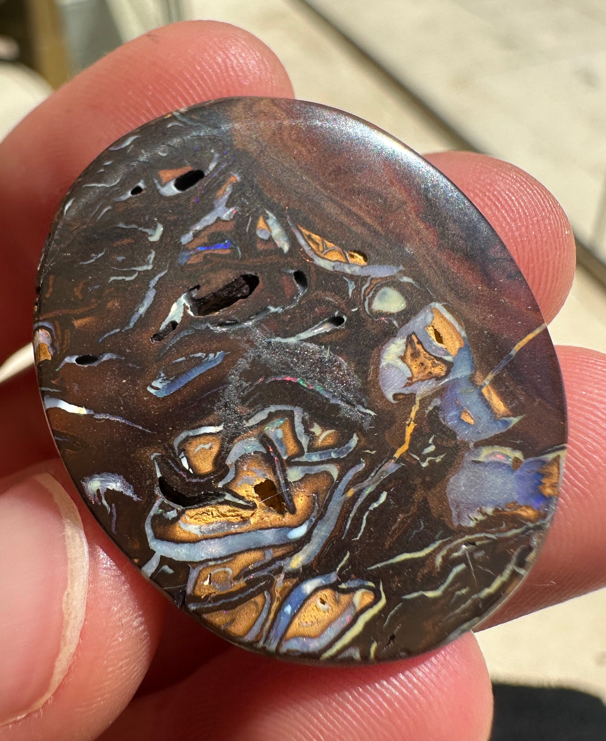 Australian Queensland Boulder multicolored unset pendant Opal 32.44 cts