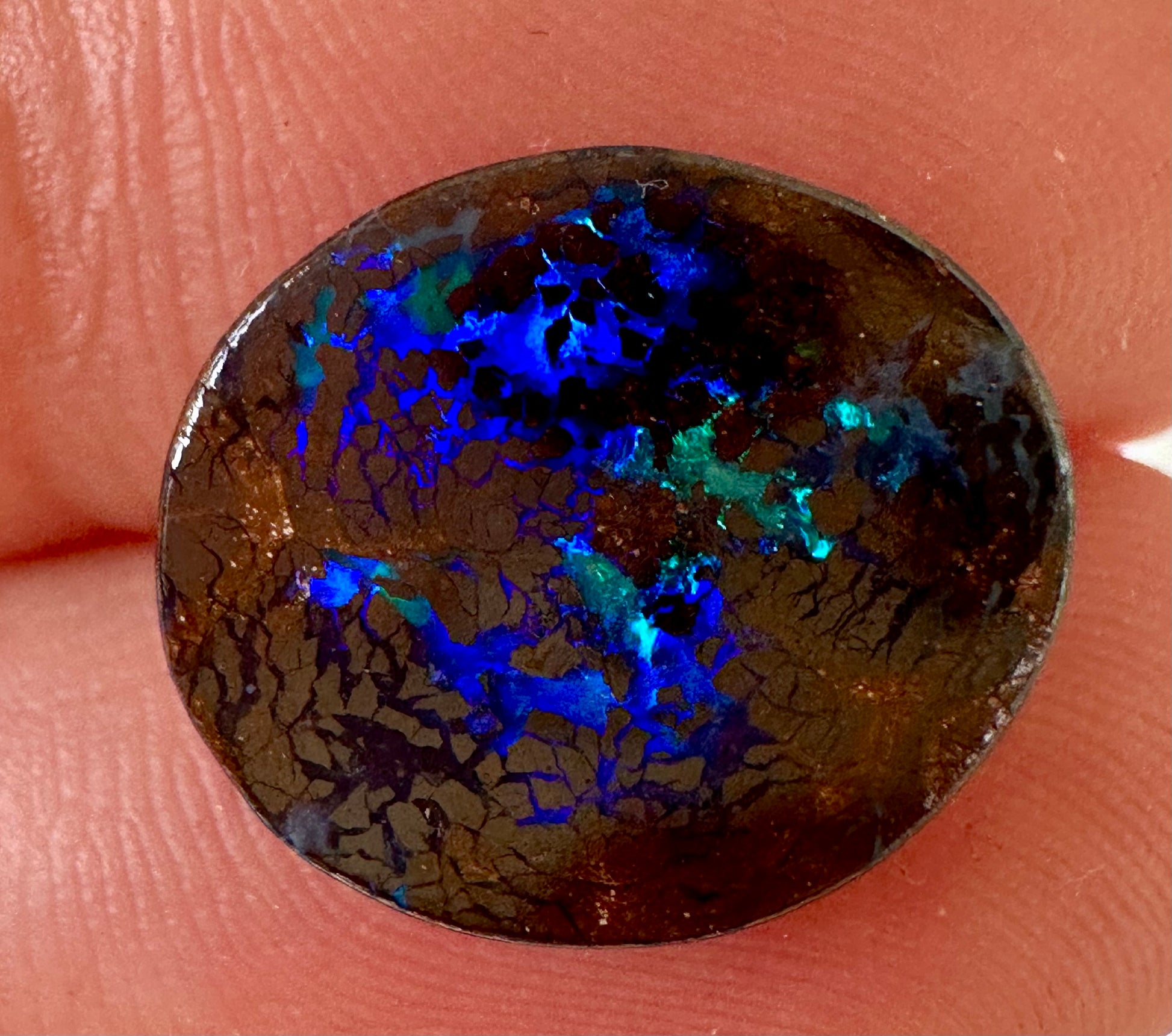 Opal Australian Queensland boulder unset pendant or ring multicolored opal 7cts