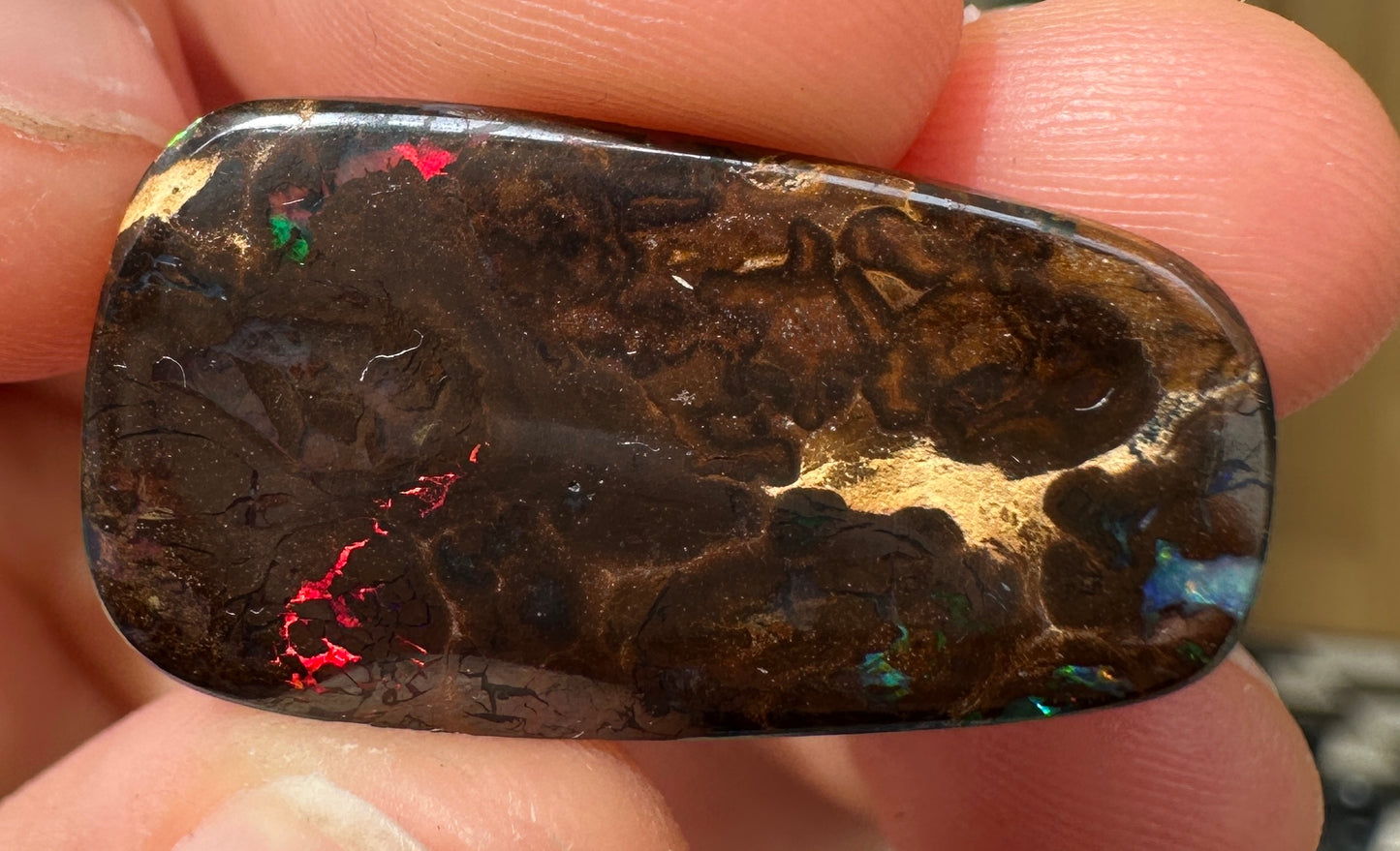 Opal Essence Queensland Boulder opal cut stone pendant or ring 15 cts