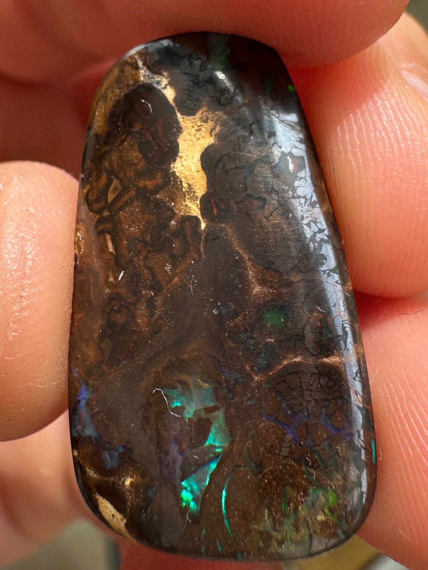Opal Essence Queensland Boulder opal cut stone pendant or ring 15 cts