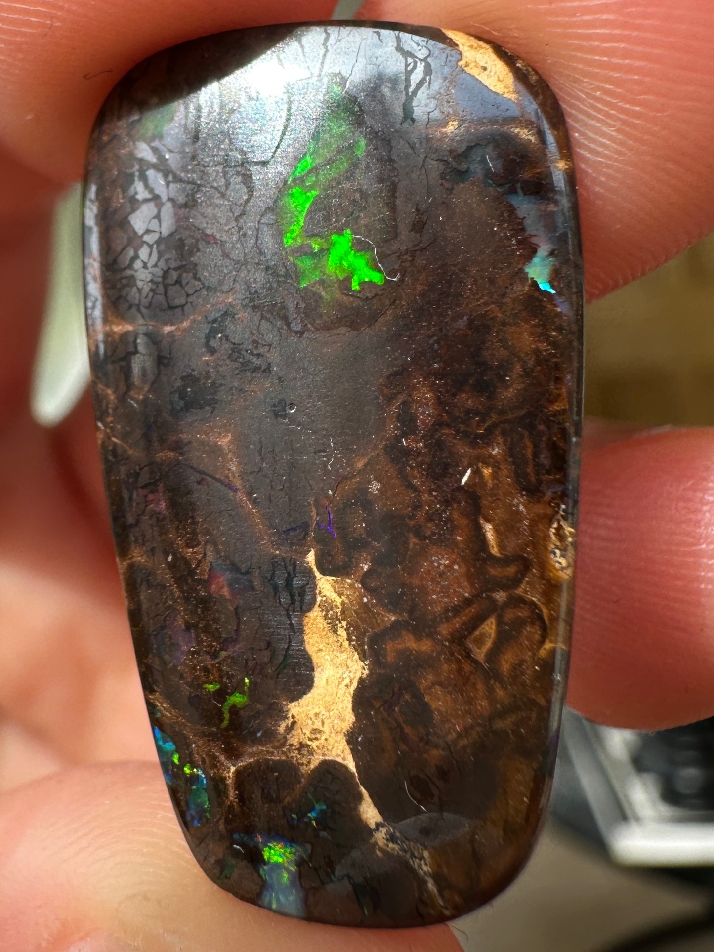 Opal Essence Queensland Boulder opal cut stone pendant or ring 15 cts