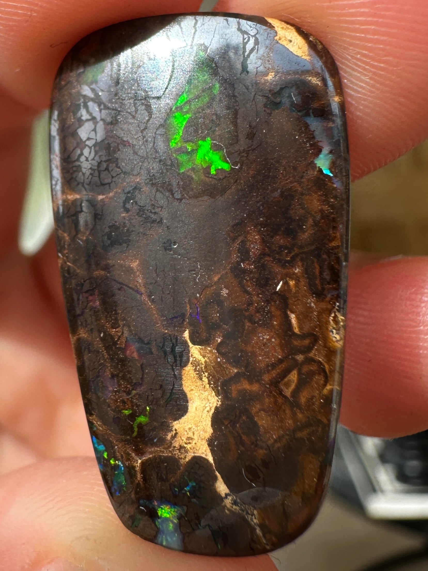 Opal Essence Queensland Boulder opal cut stone pendant or ring 15 cts