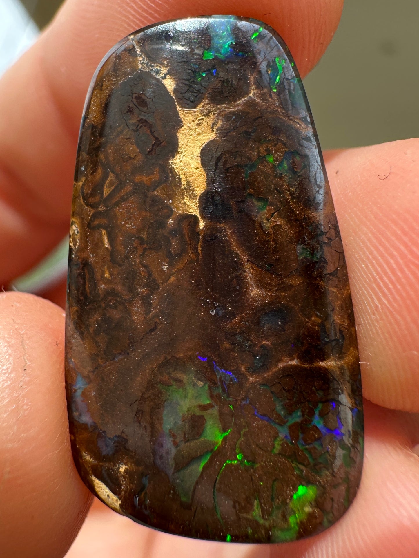 Opal Essence Queensland Boulder opal cut stone pendant or ring 15 cts