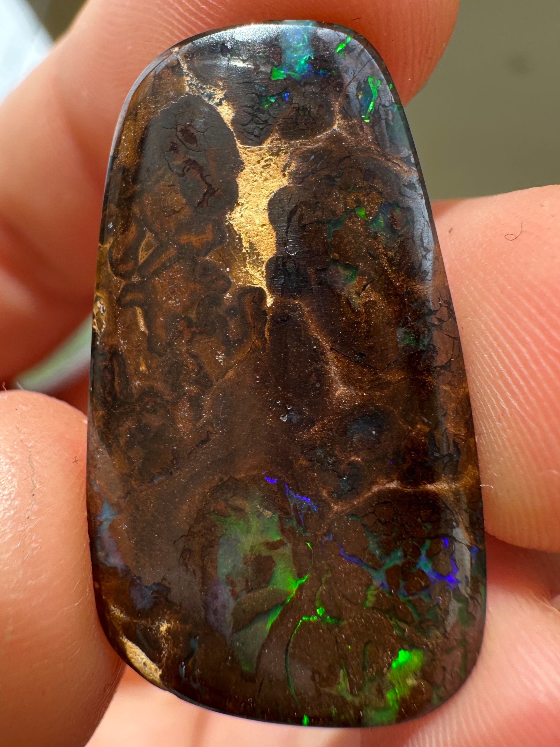 Opal Essence Queensland Boulder opal cut stone pendant or ring 15 cts