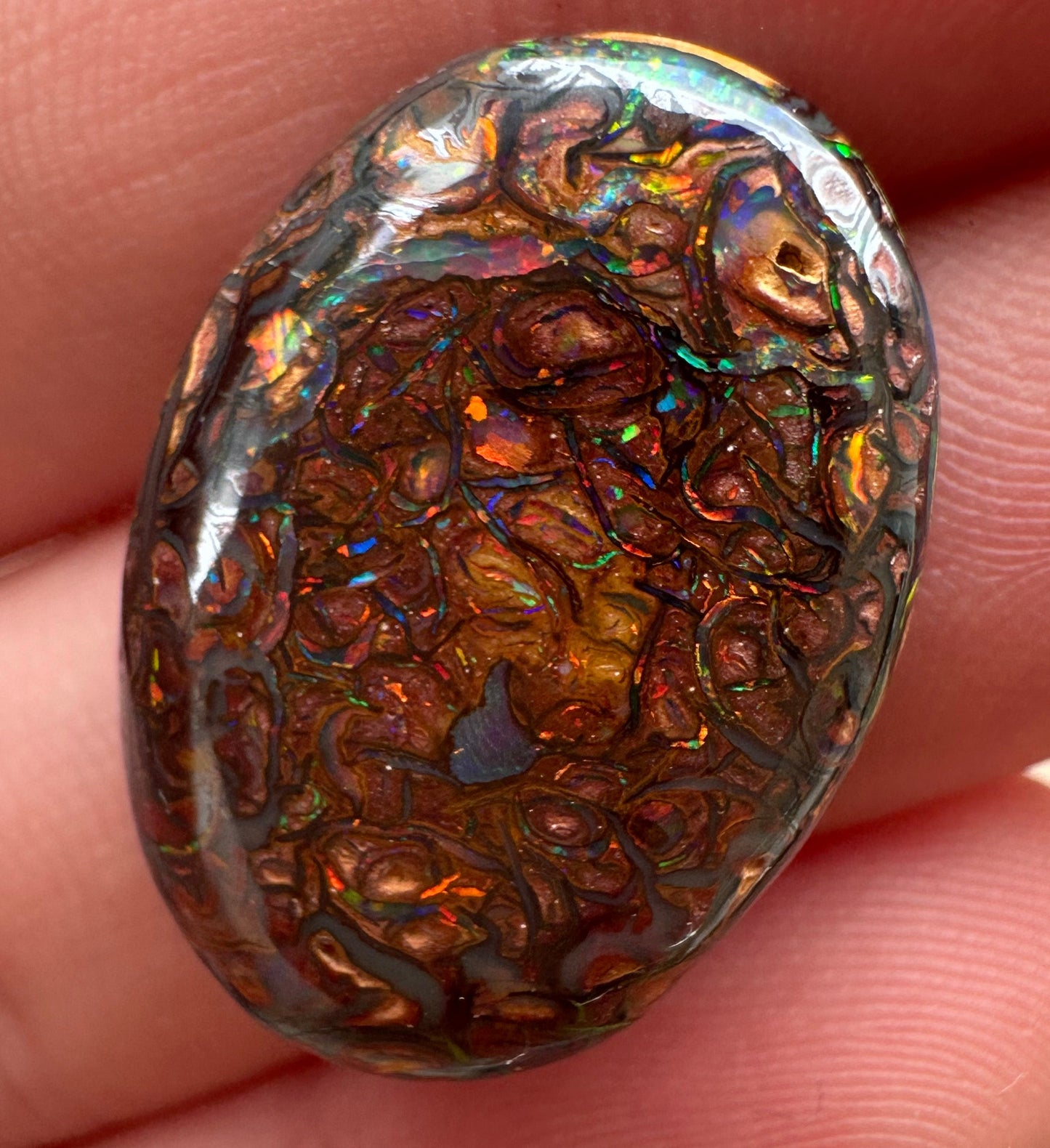 Opal Australian Queensland boulder unset pendant or ring multicolored opal 15.50 cts