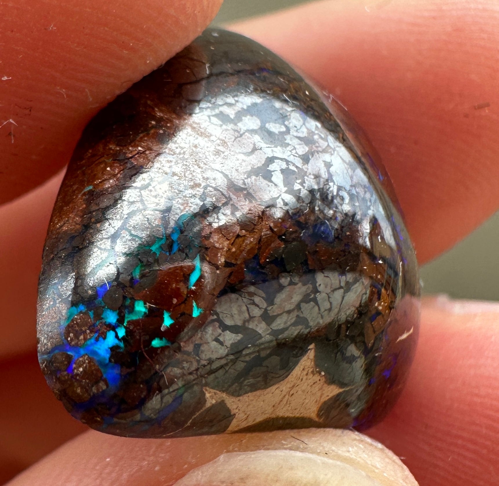 Opal Essence Queensland cut Boulder opal unset pendant or ring 18.6 cts