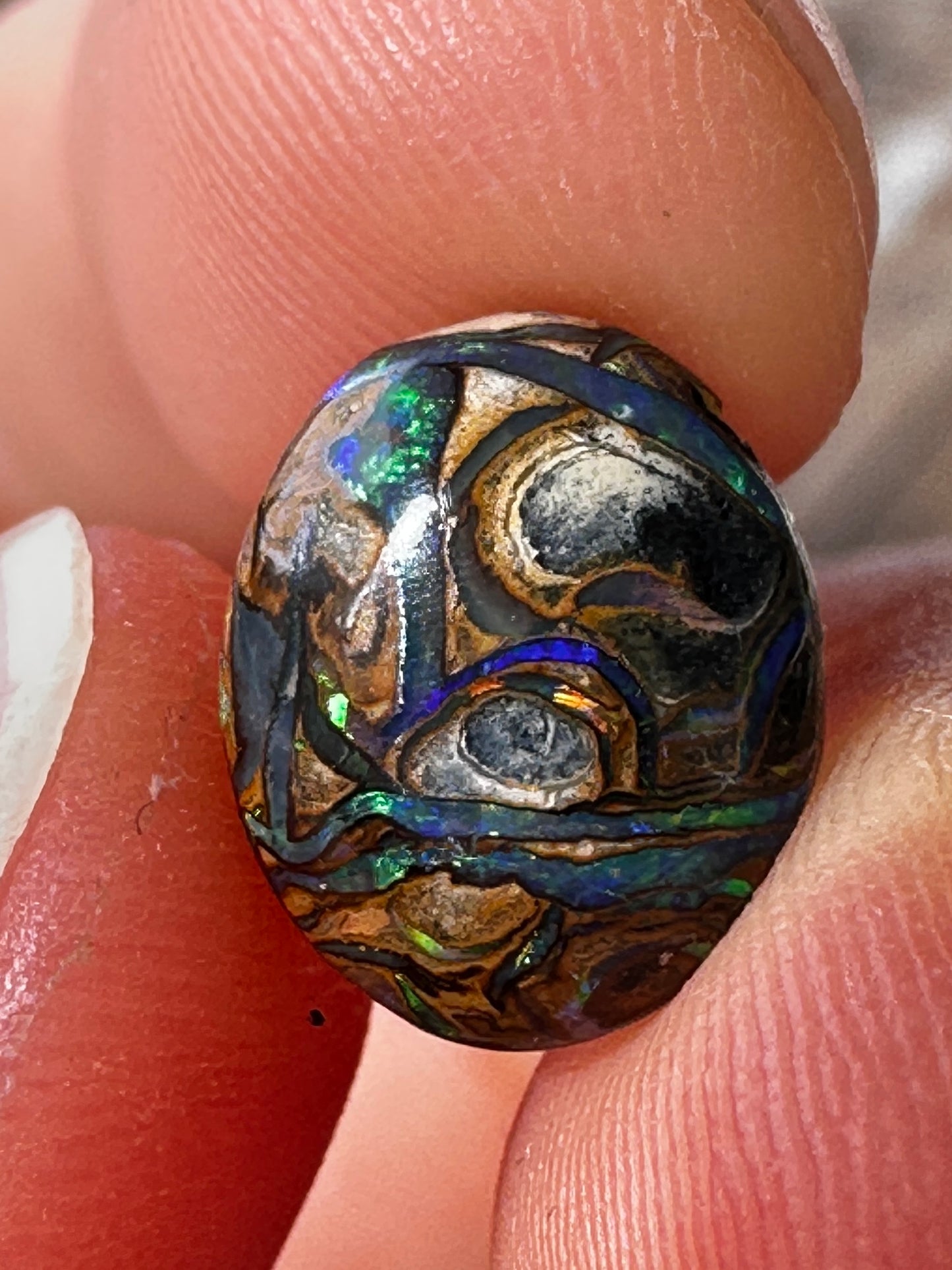 Opal Essence Queensland cut Boulder opal unset pendant or ring 2.05 cts