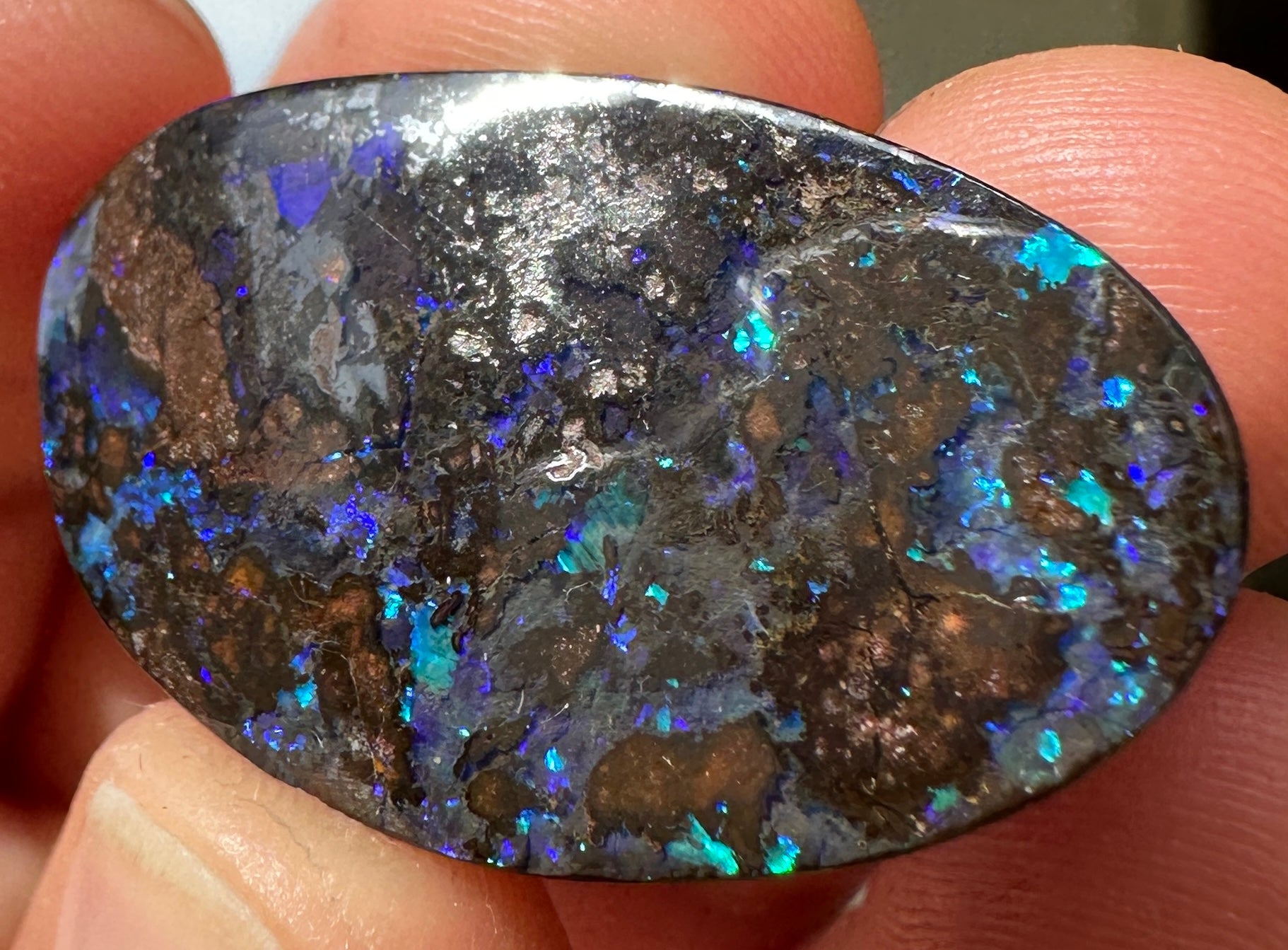Opal Essence Queensland Boulder opal cut stone pendant or ring 22 cts