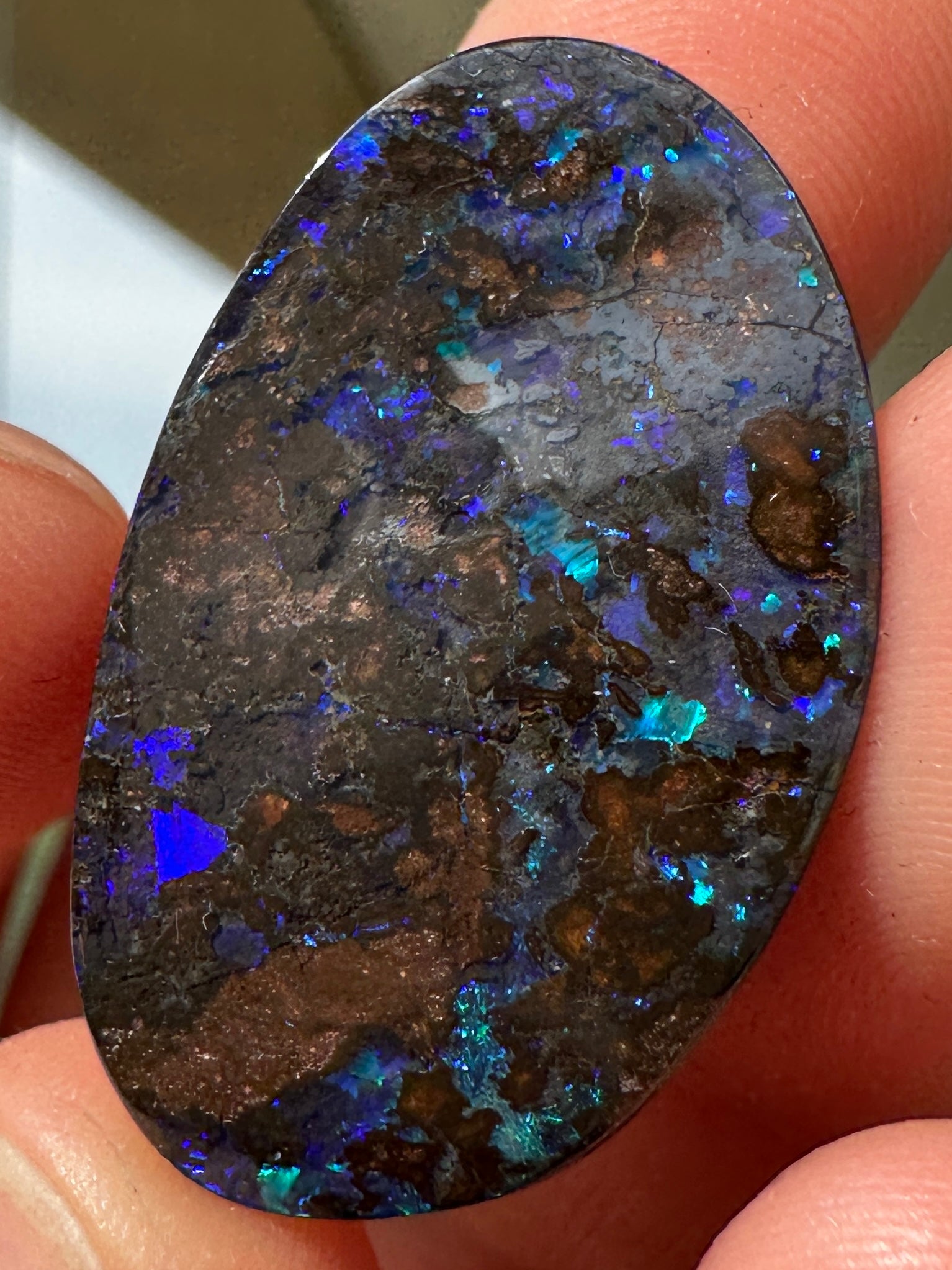 Opal Essence Queensland Boulder opal cut stone pendant or ring 22 cts